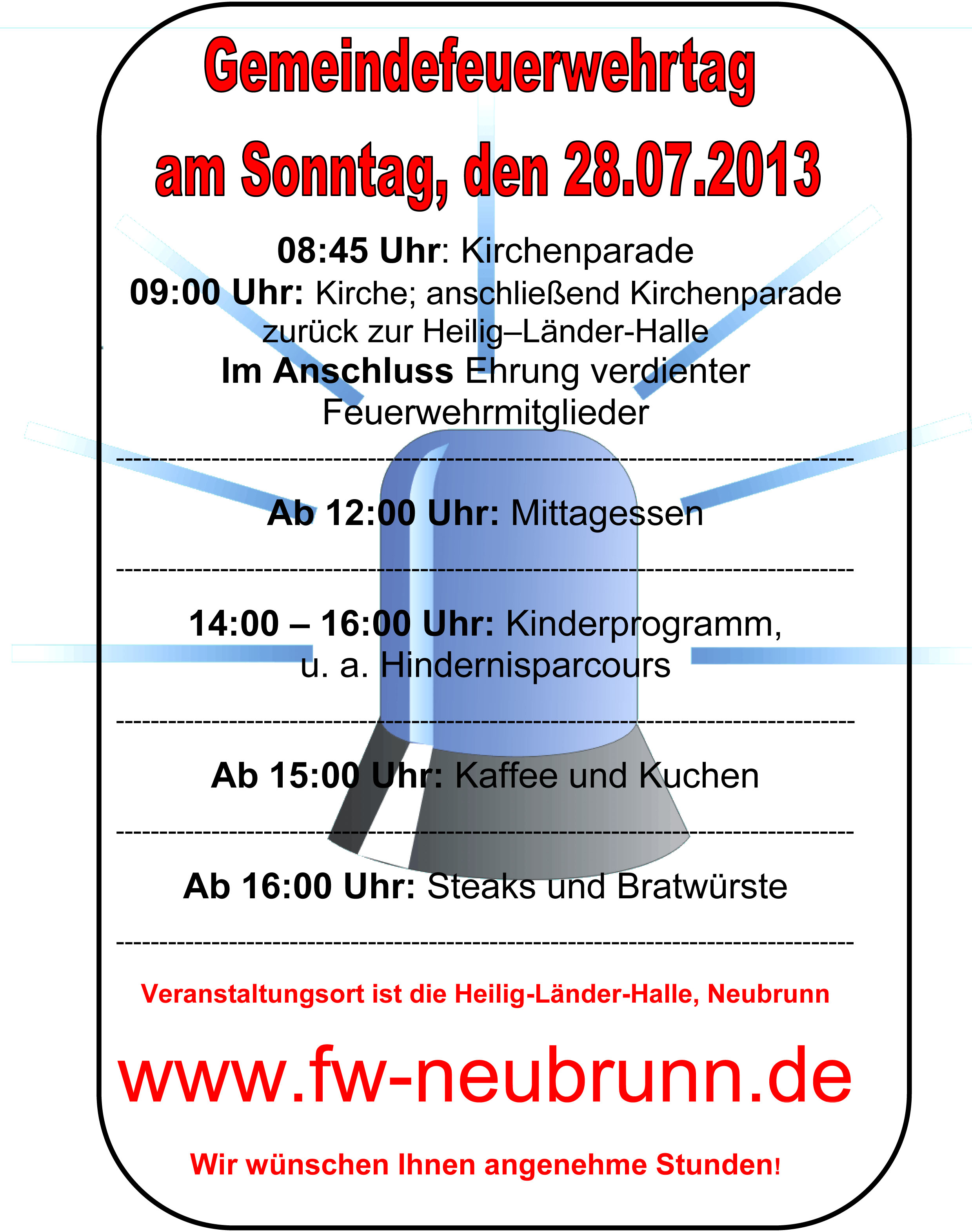 Gemeindefeuerwehrtag Plakat 2013